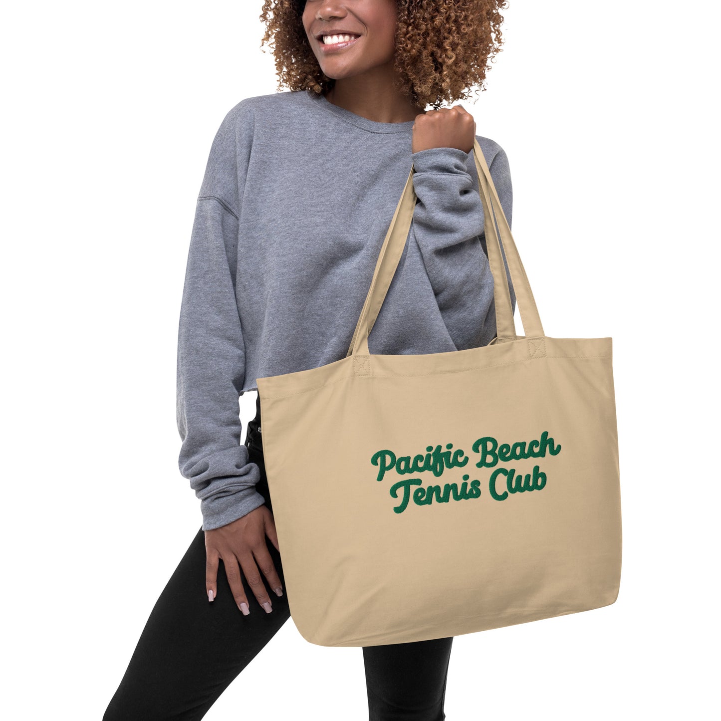 Embroidered PB Tennis Club Large Organic Tote Bag (tap for more colors)